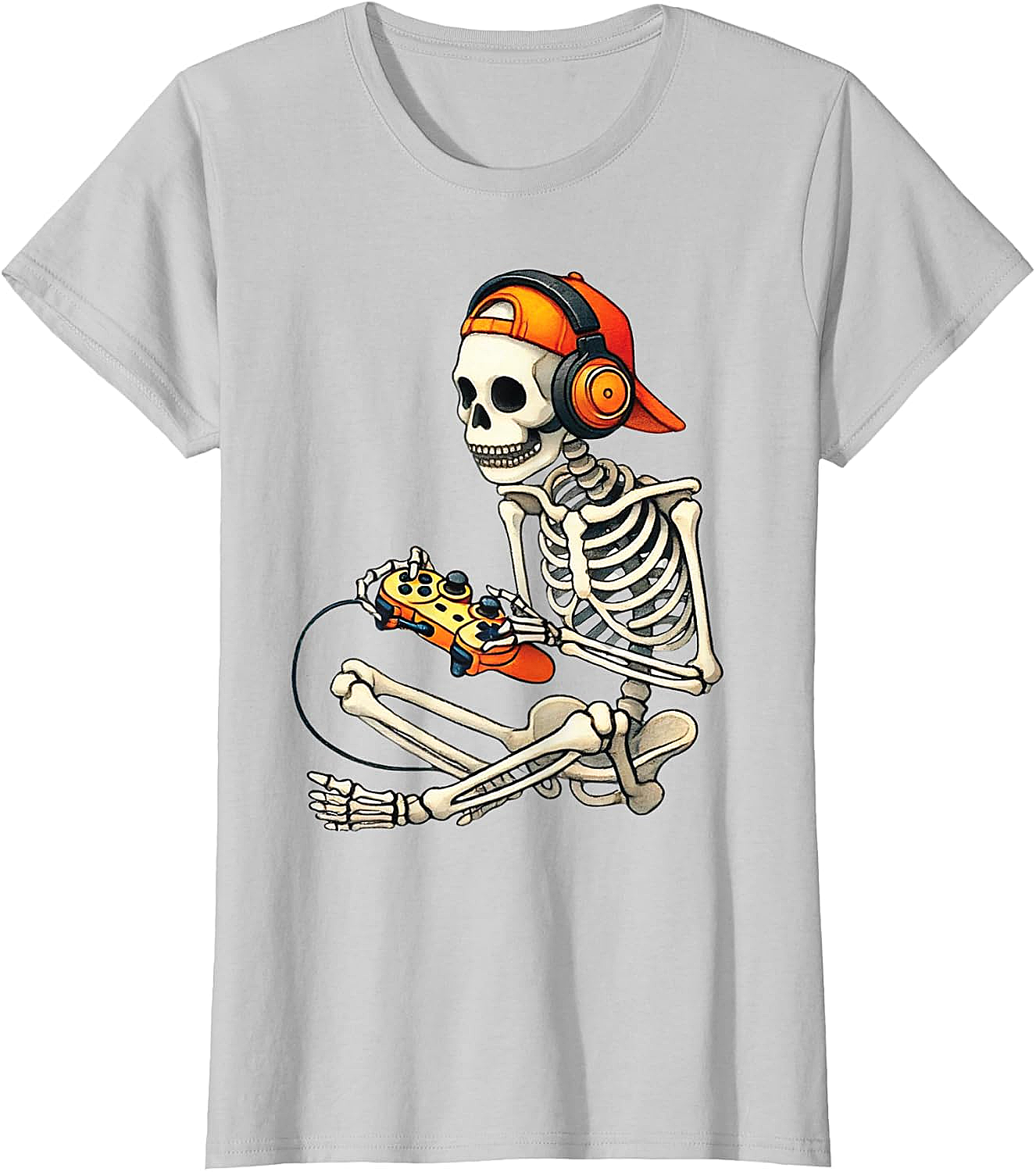  Halloween Skeleton Gamer T-Shirt Funny Gaming Tee