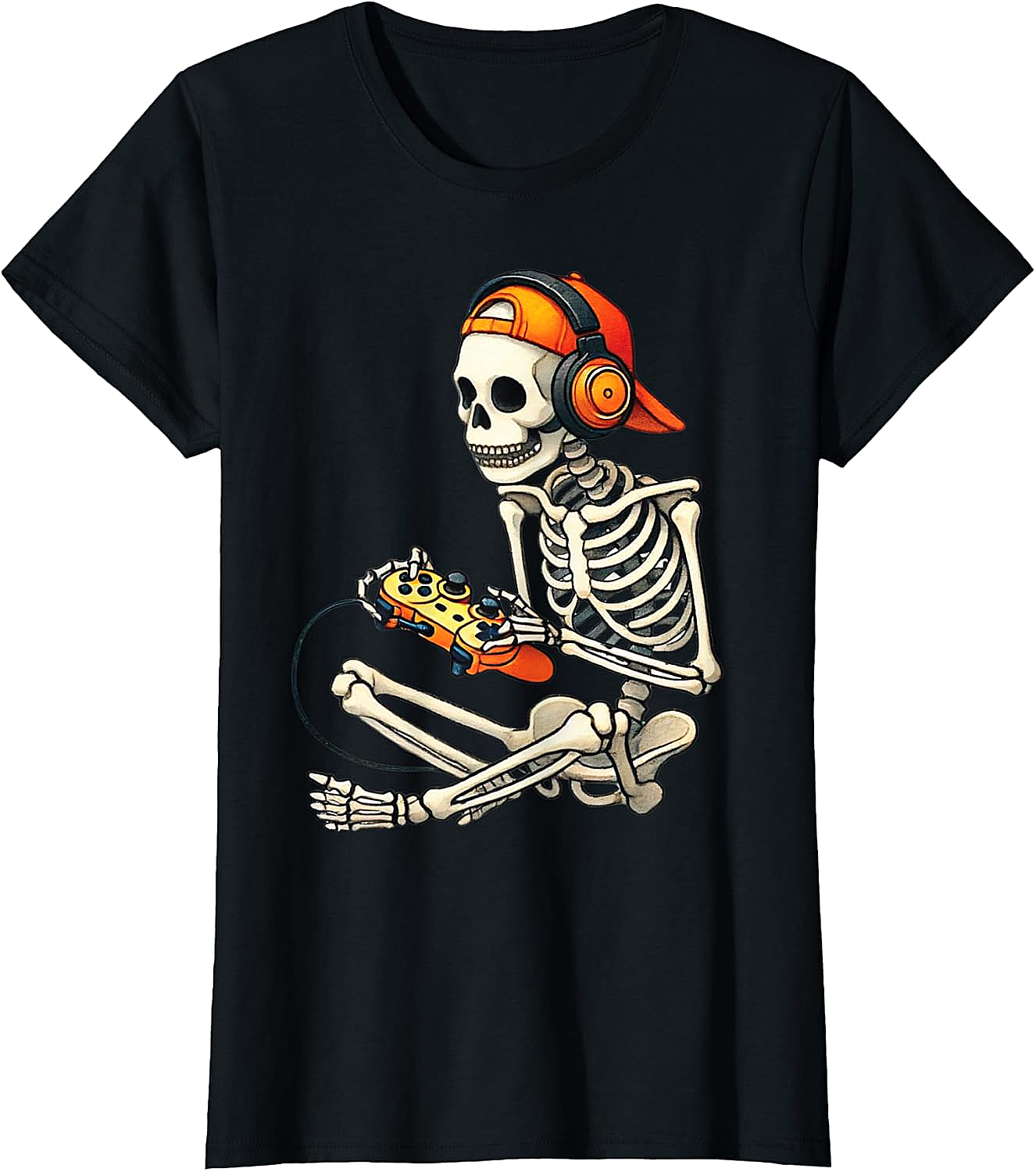  Halloween Skeleton Gamer T-Shirt Funny Gaming Tee