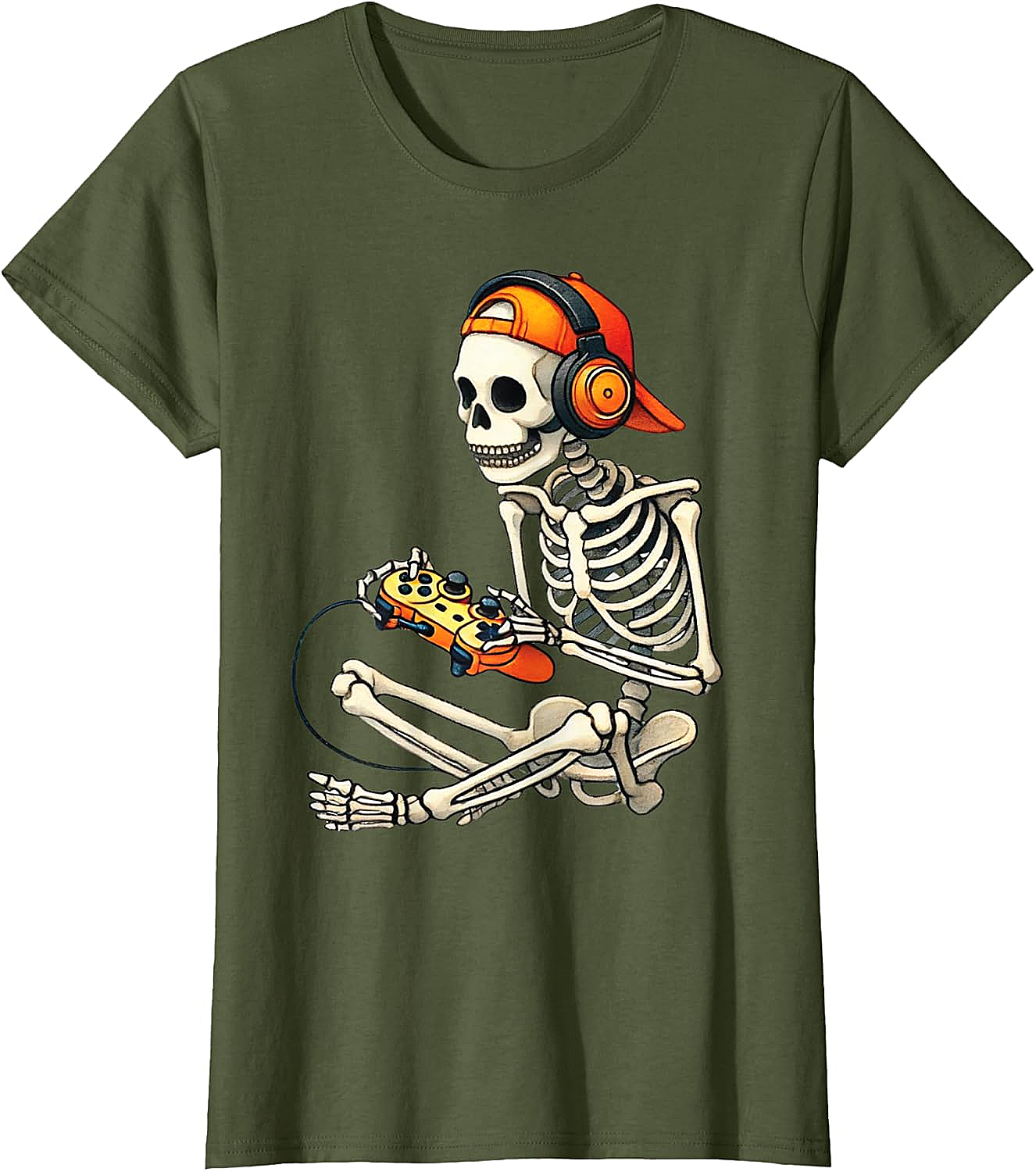  Halloween Skeleton Gamer T-Shirt Funny Gaming Tee