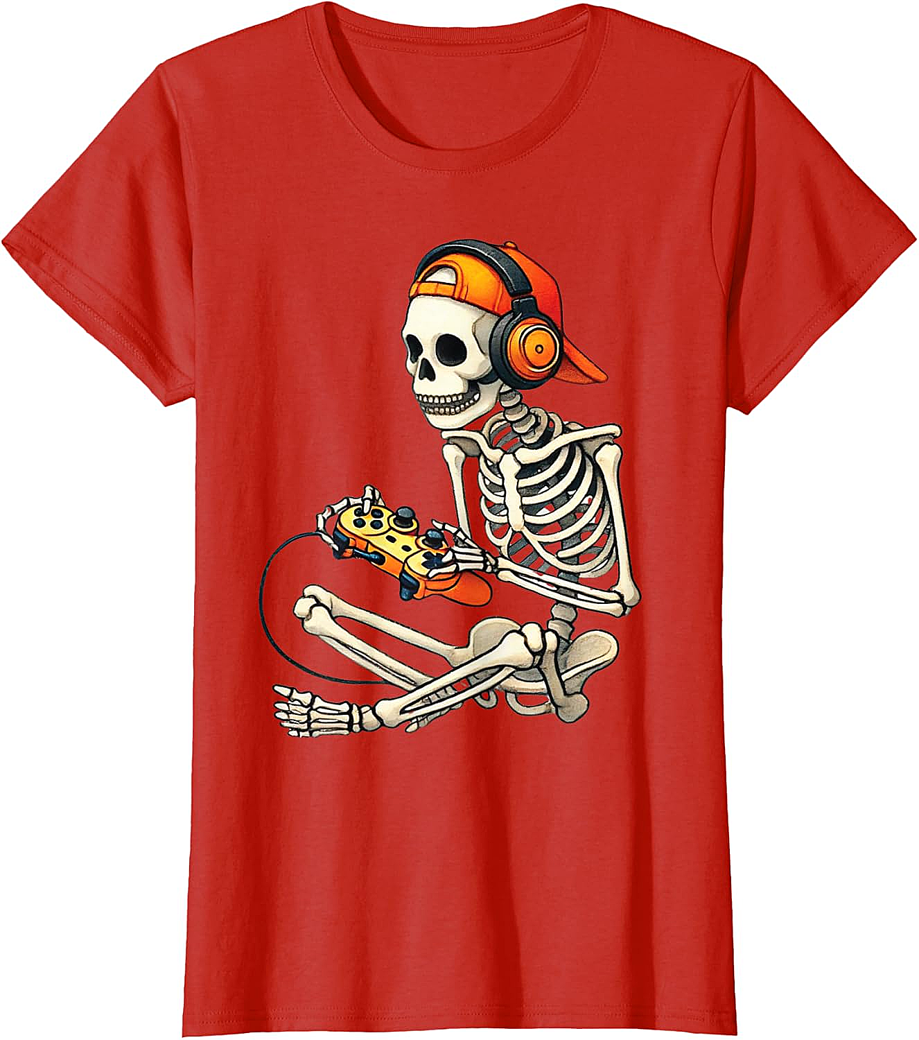  Halloween Skeleton Gamer T-Shirt Funny Gaming Tee