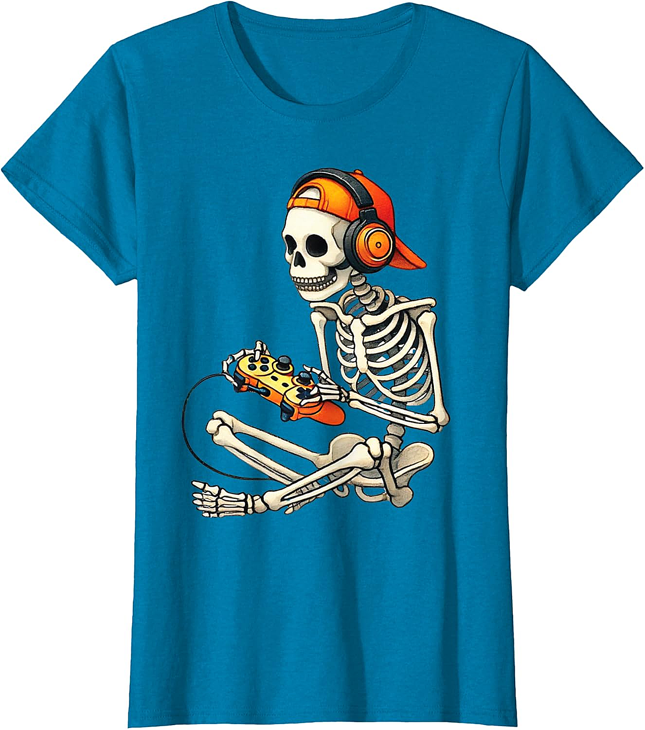  Halloween Skeleton Gamer T-Shirt Funny Gaming Tee