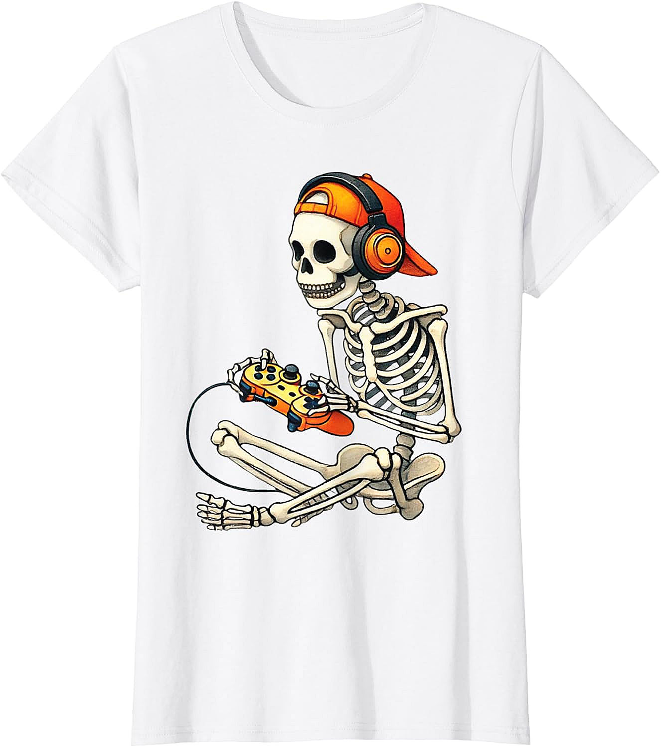  Halloween Skeleton Gamer T-Shirt Funny Gaming Tee