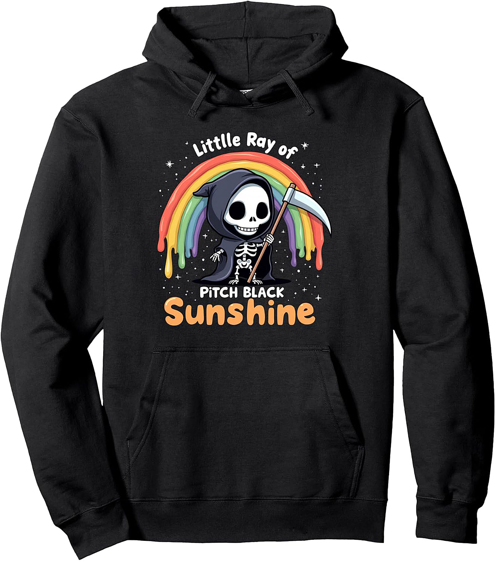Funny Goth Rainbow Grim Reaper Hoodie | Cozy Pullover