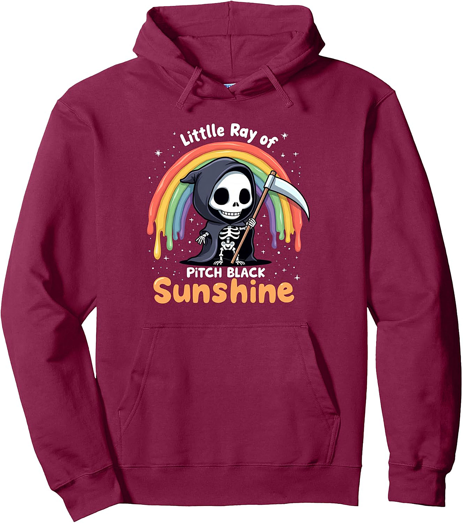 Funny Goth Rainbow Grim Reaper Hoodie | Cozy Pullover