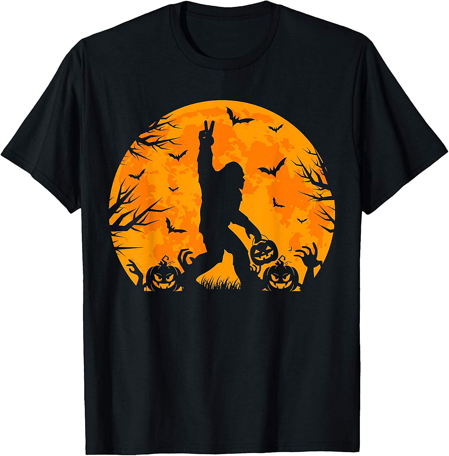 Bigfoot Halloween T-Shirt Funny Sasquatch Pumpkin Tee