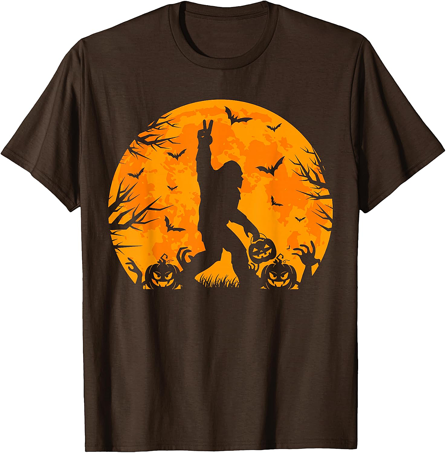 Bigfoot Halloween T-Shirt Funny Sasquatch Pumpkin Tee