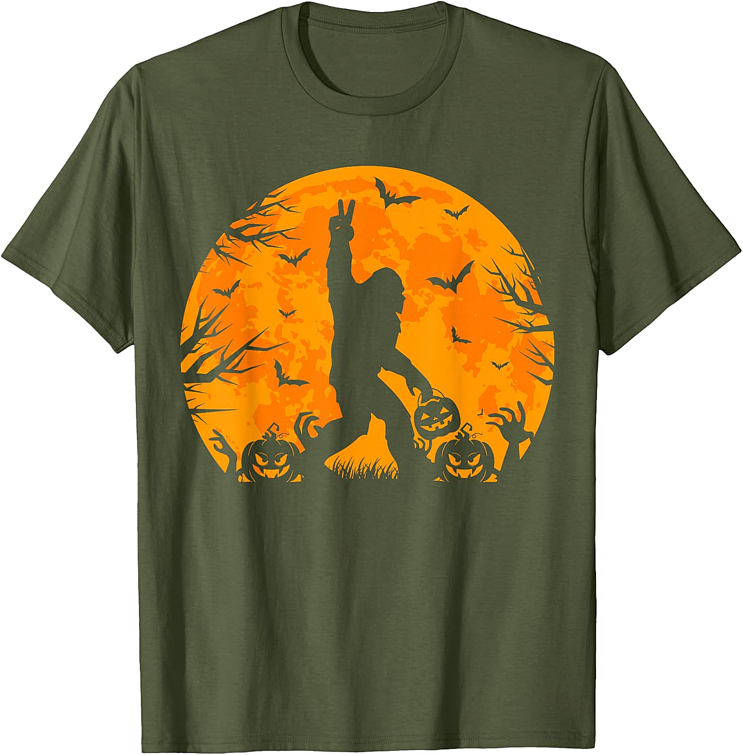 Bigfoot Halloween T-Shirt Funny Sasquatch Pumpkin Tee