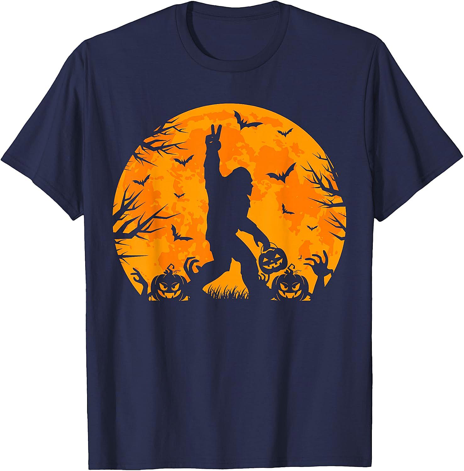 Bigfoot Halloween T-Shirt Funny Sasquatch Pumpkin Tee