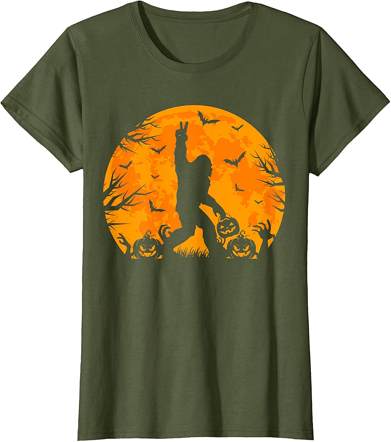 Bigfoot Halloween T-Shirt Funny Sasquatch Pumpkin Tee