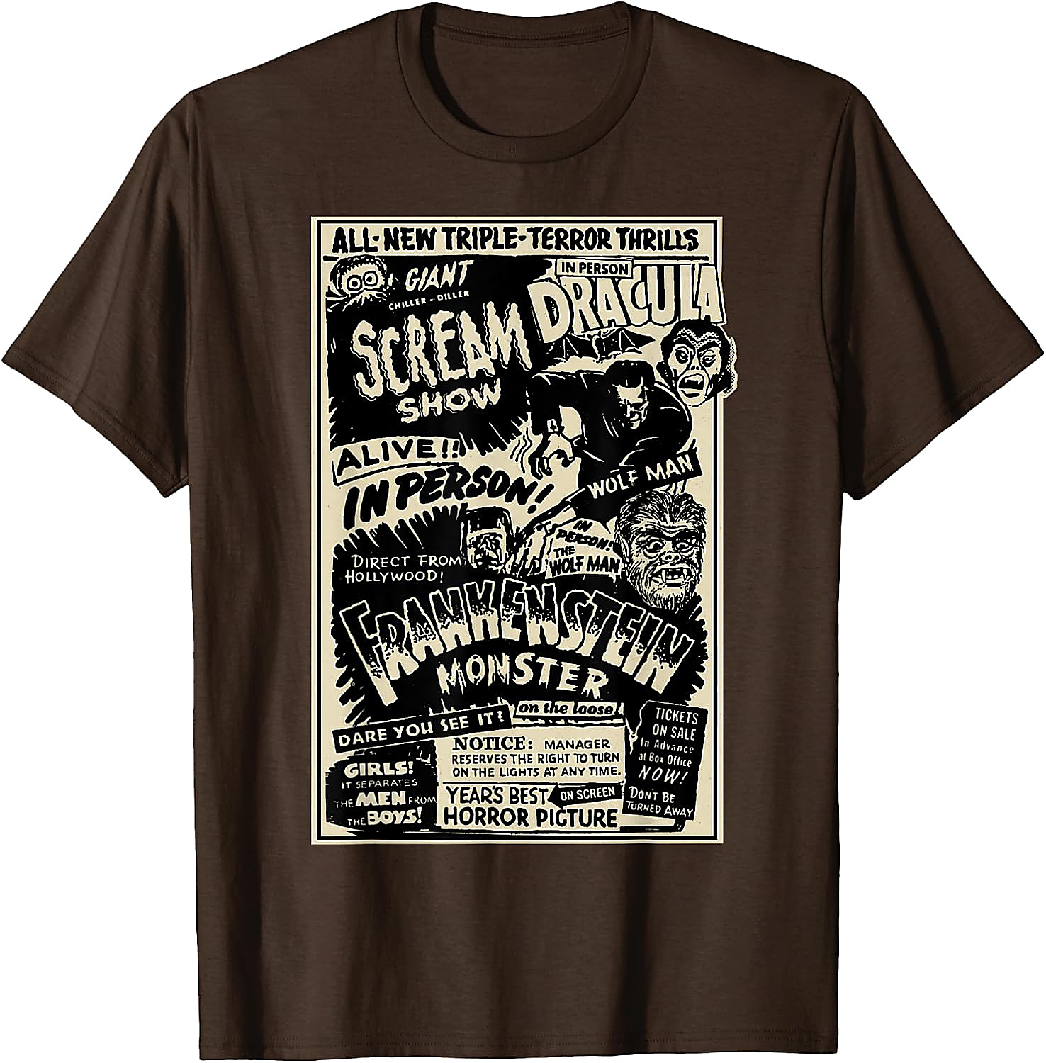 Classic Horror Movie Monster T-Shirt | Dracula & Frankenstein