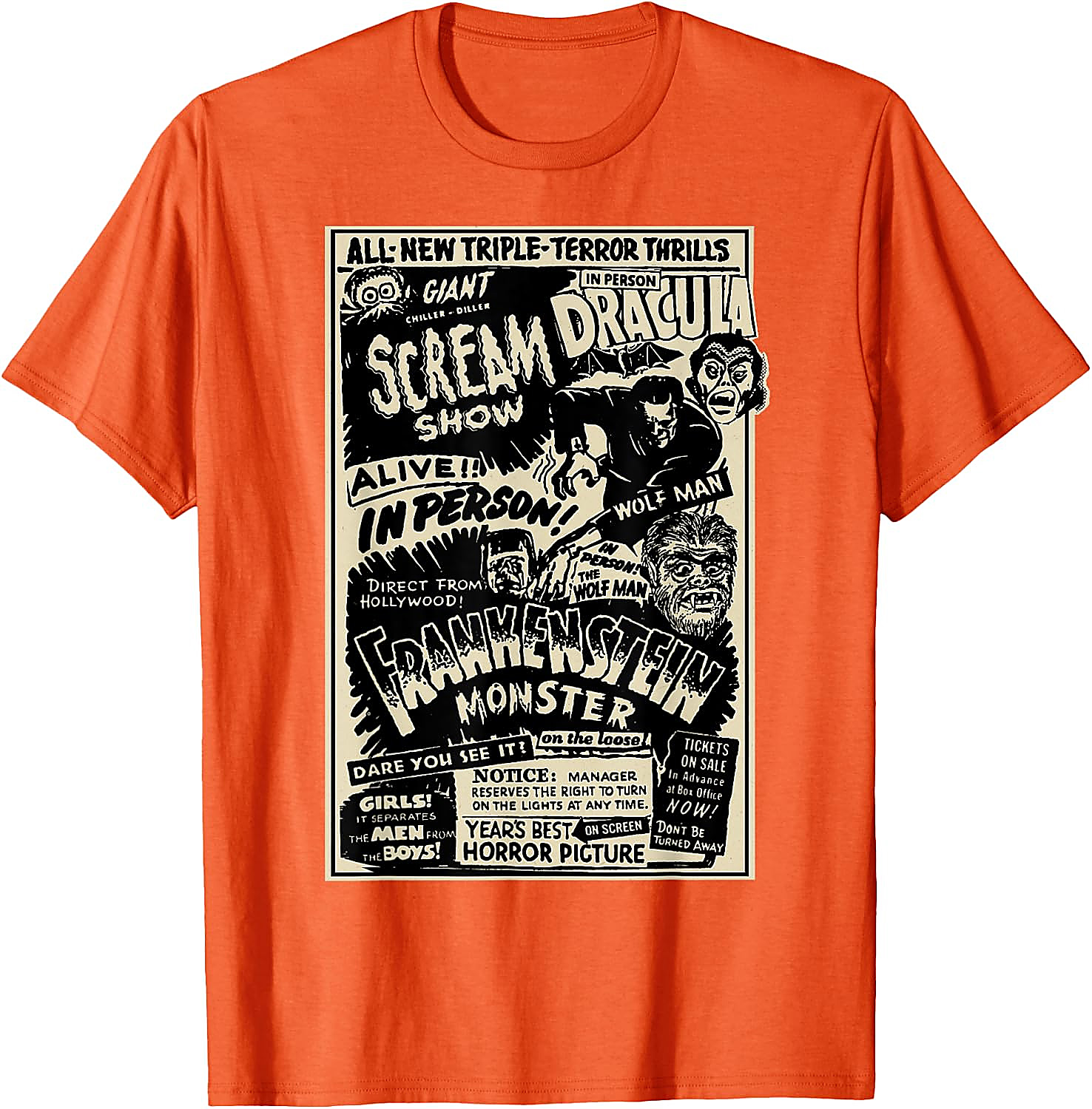 Classic Horror Movie Monster T-Shirt | Dracula & Frankenstein