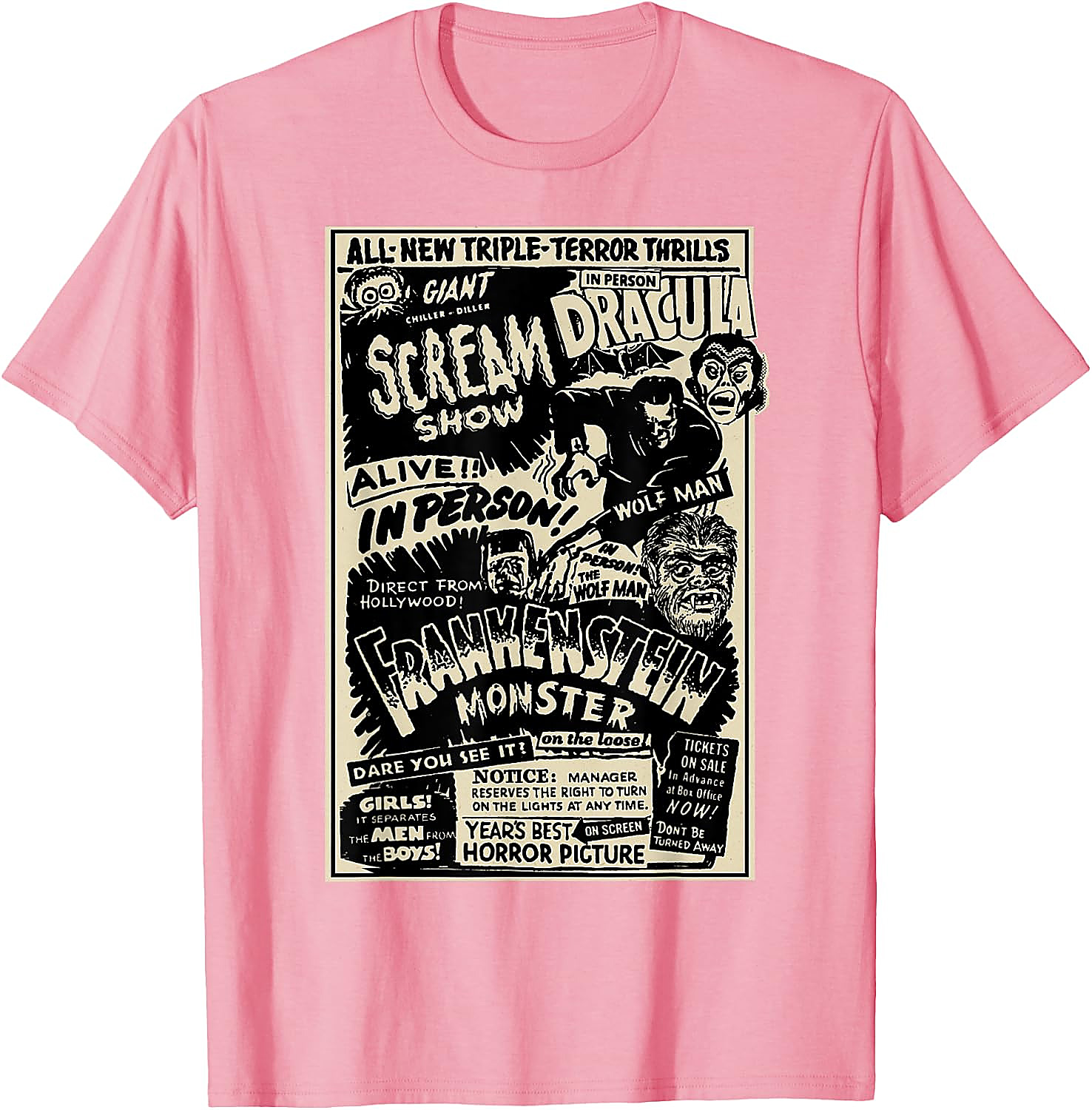 Classic Horror Movie Monster T-Shirt | Dracula & Frankenstein