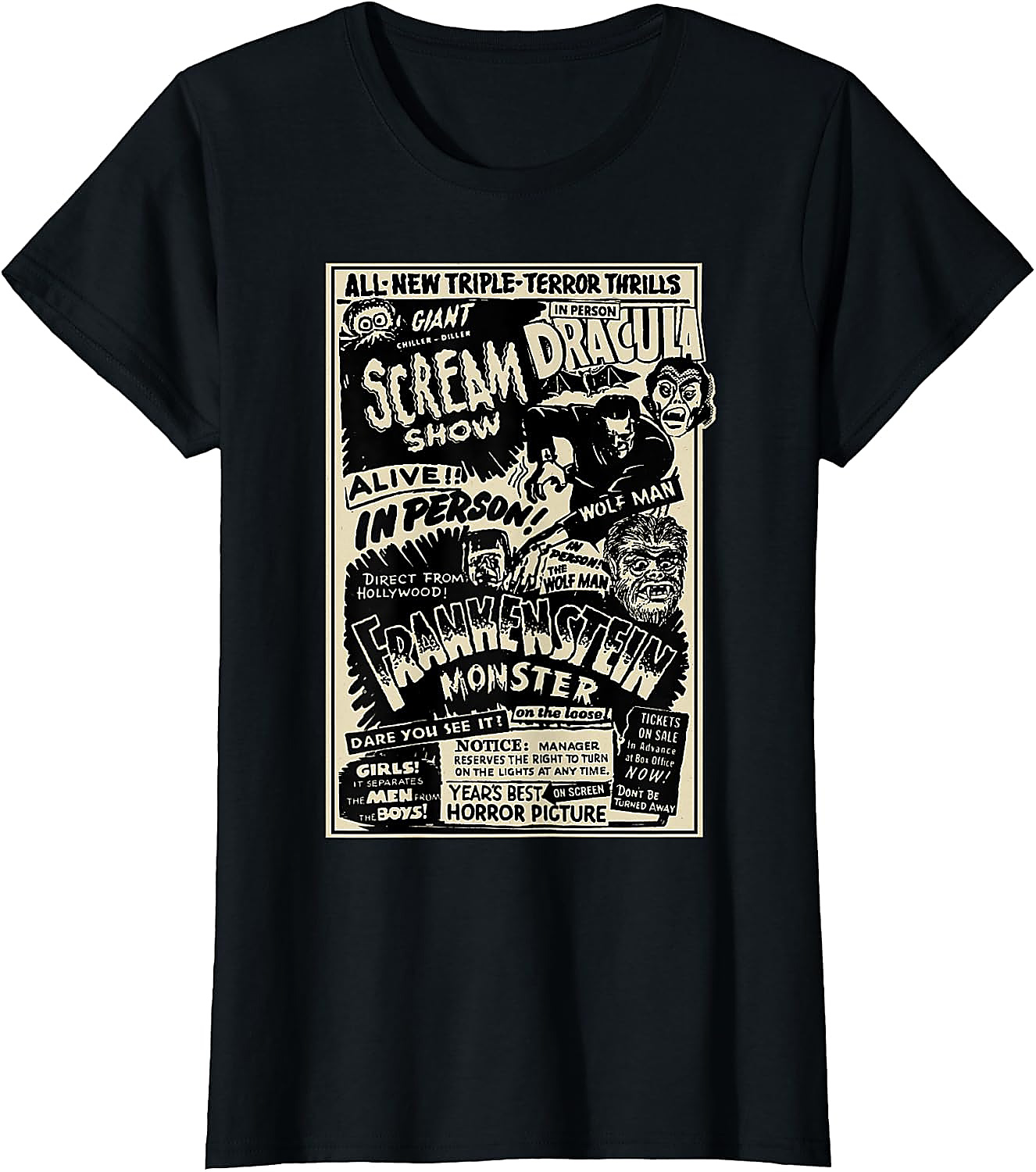 Classic Horror Movie Monster T-Shirt | Dracula & Frankenstein