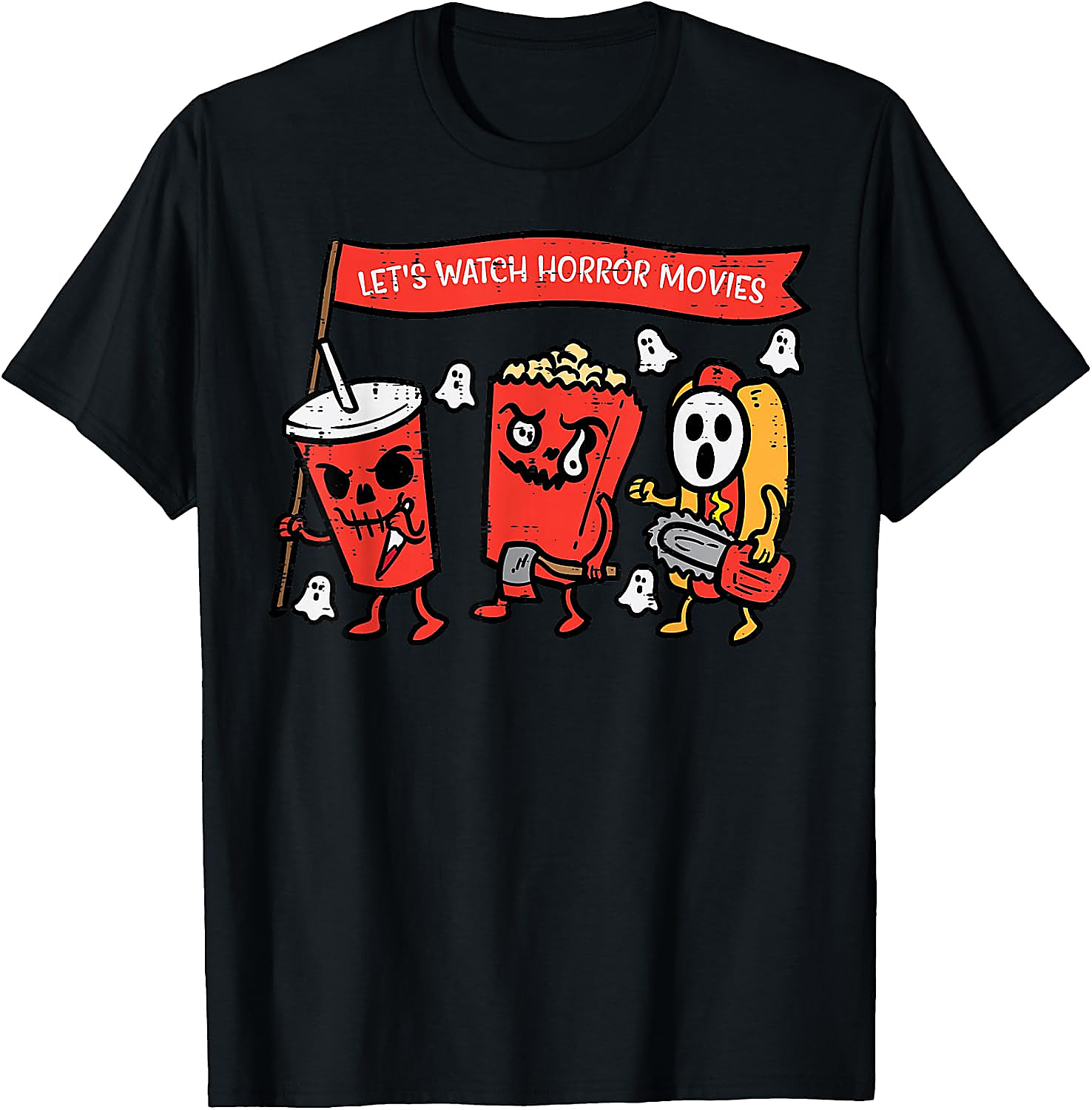 Horror Movies Snacks T-Shirt | Funny Halloween Graphic Tee