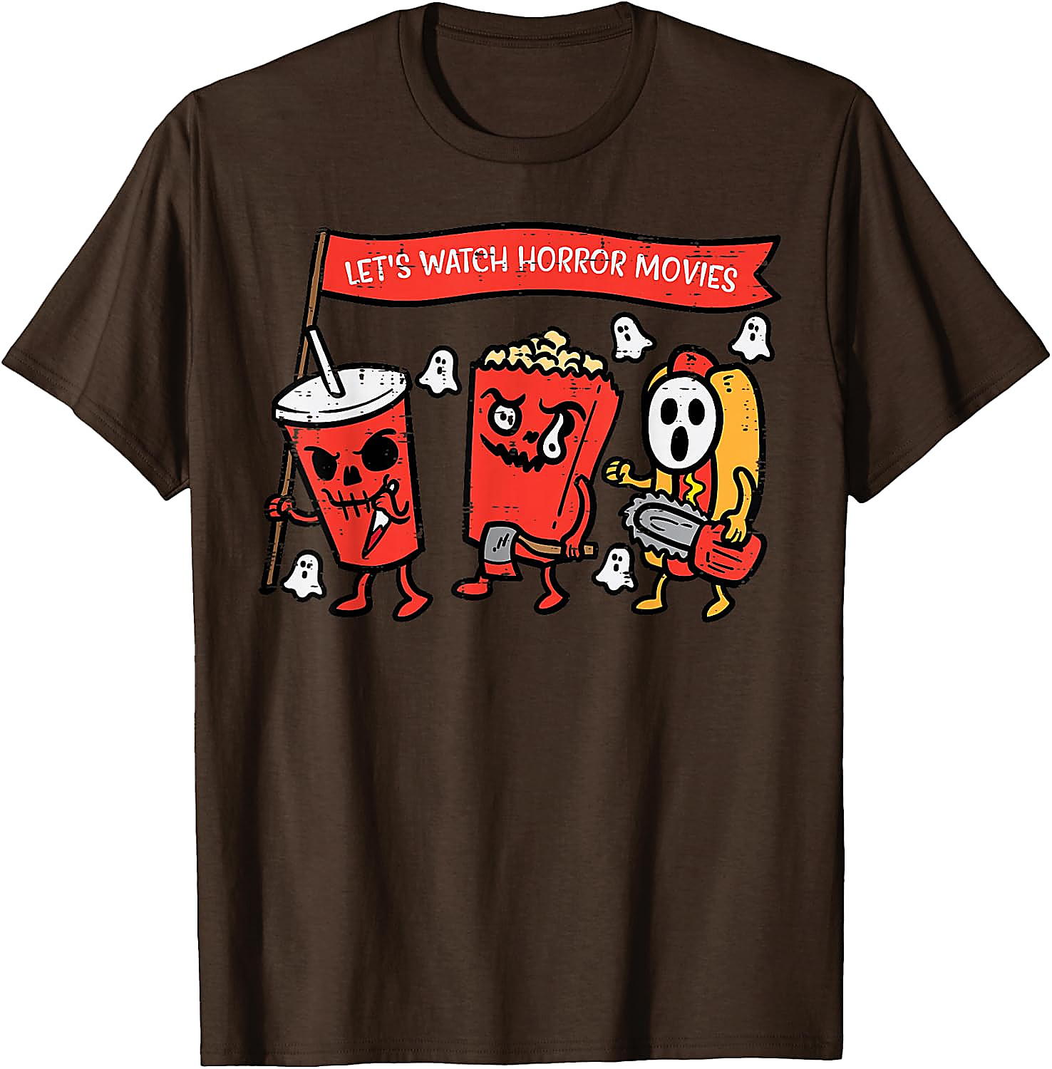 Horror Movies Snacks T-Shirt | Funny Halloween Graphic Tee