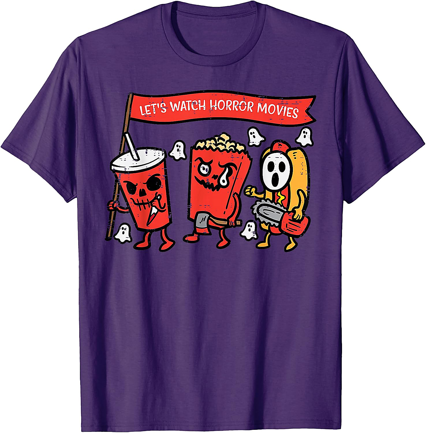 Horror Movies Snacks T-Shirt | Funny Halloween Graphic Tee