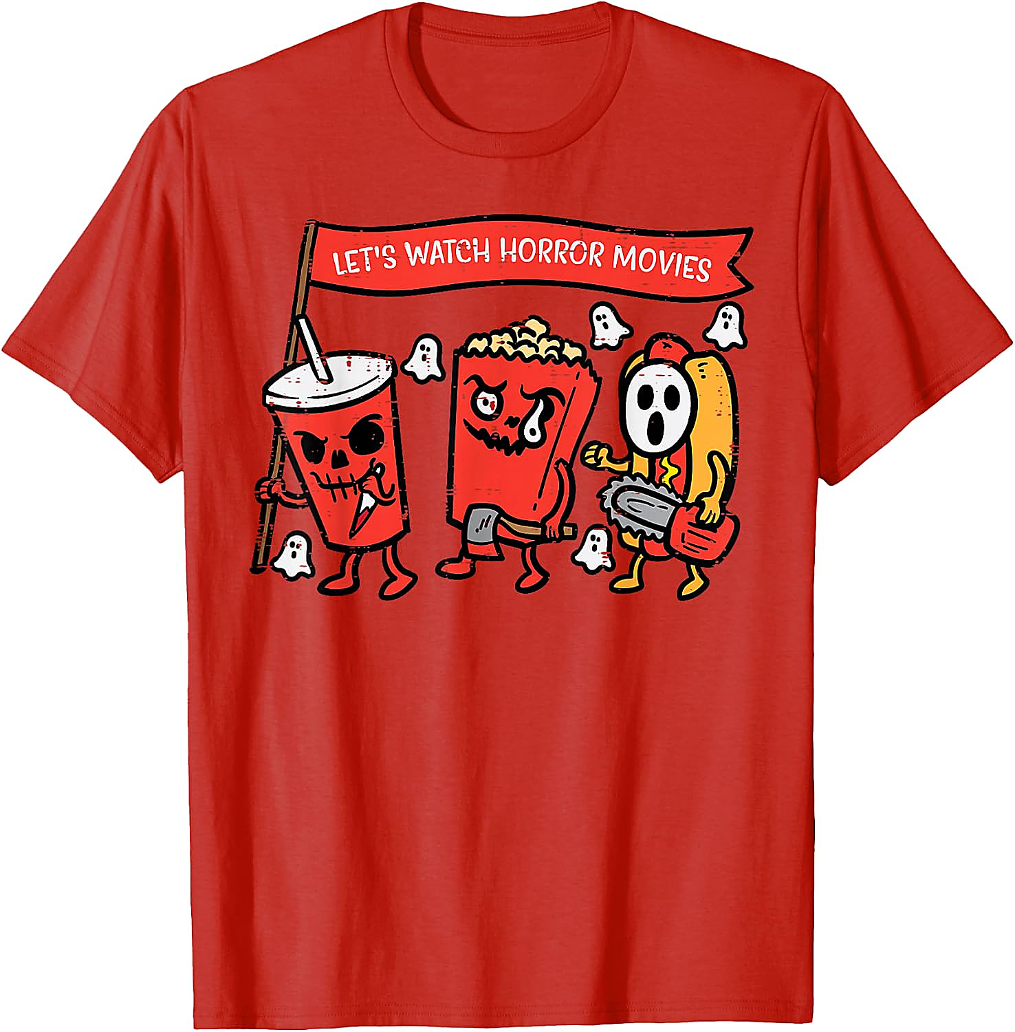 Horror Movies Snacks T-Shirt | Funny Halloween Graphic Tee