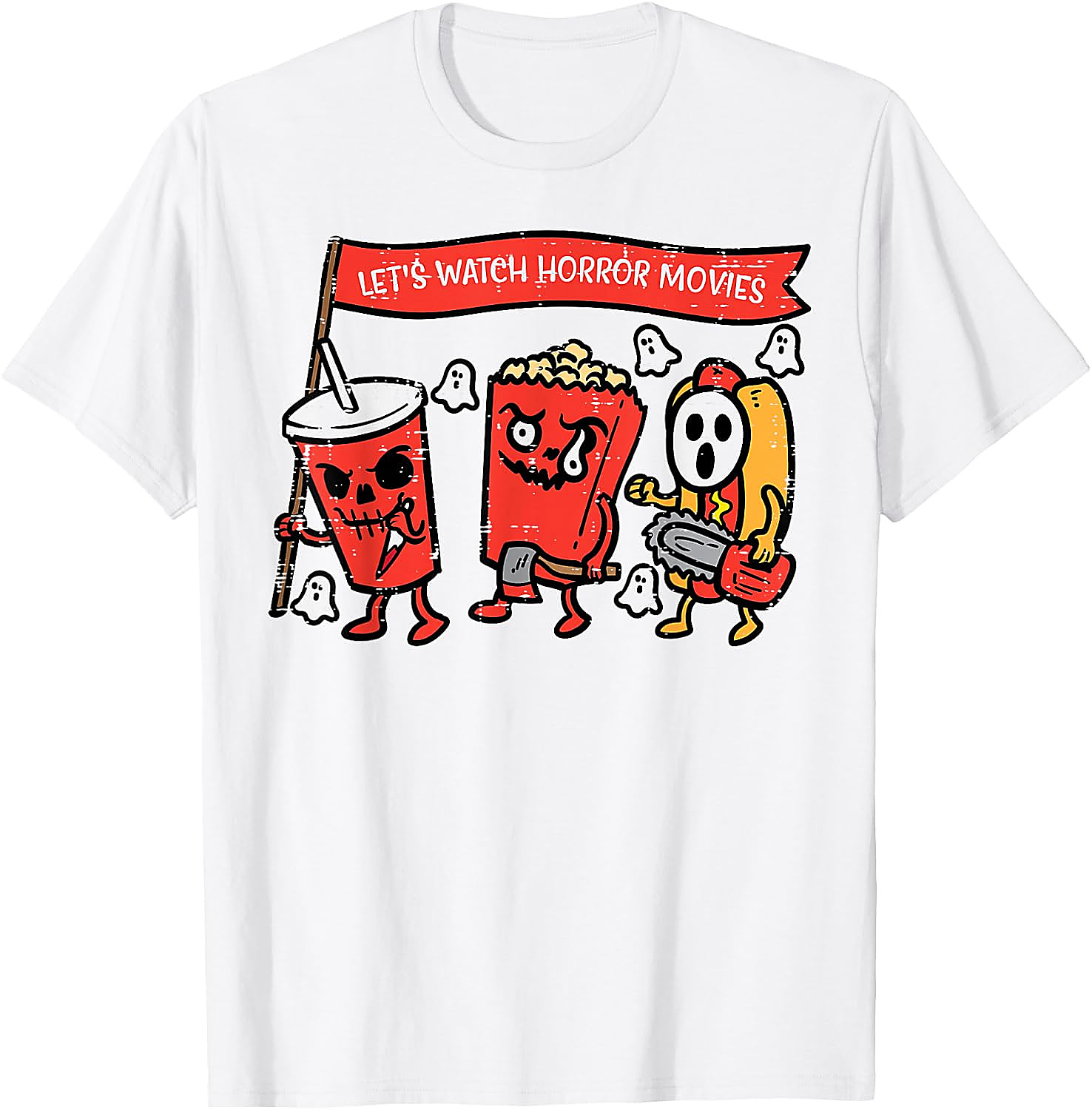 Horror Movies Snacks T-Shirt | Funny Halloween Graphic Tee