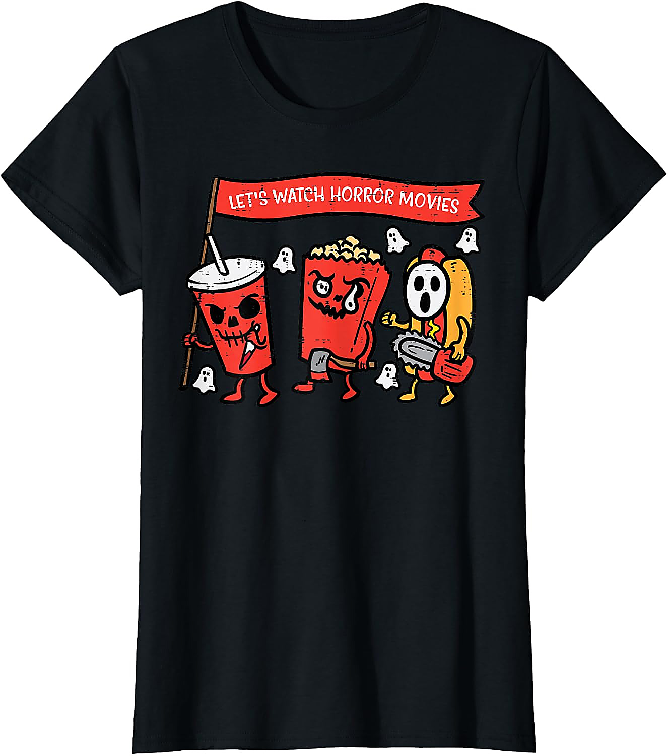 Horror Movies Snacks T-Shirt | Funny Halloween Graphic Tee