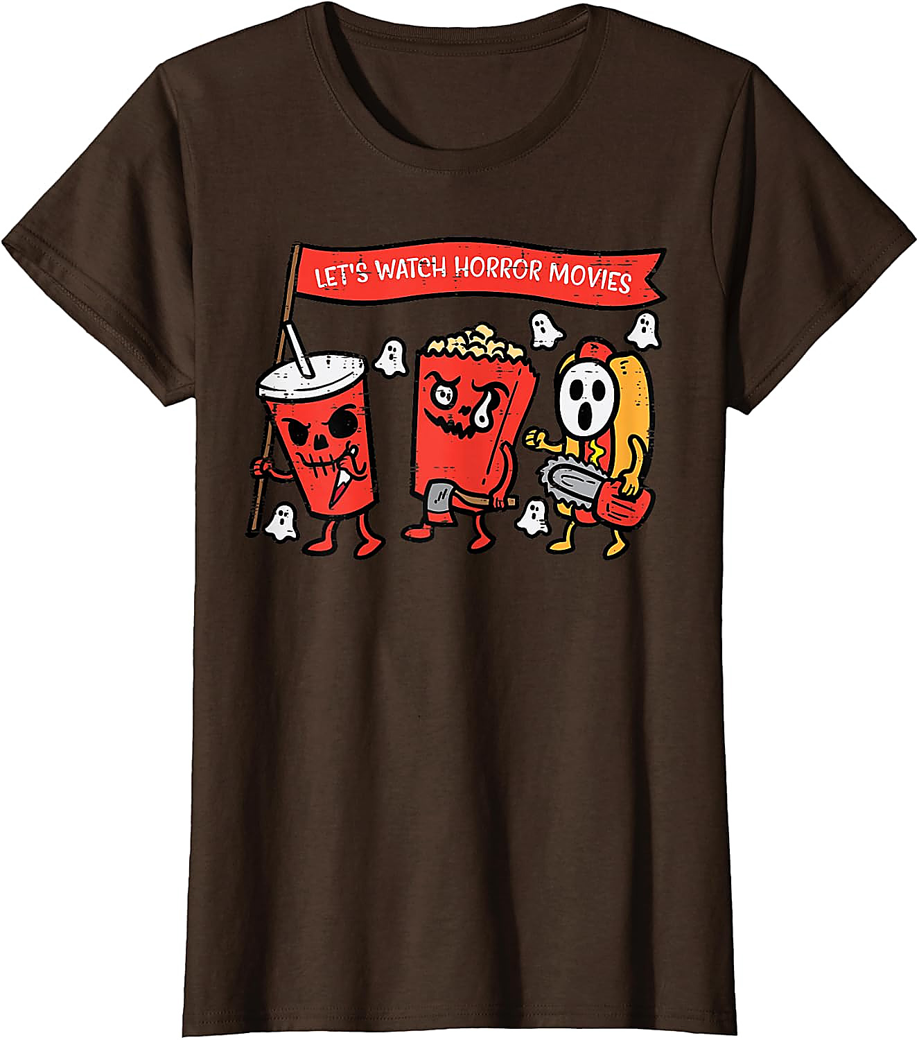 Horror Movies Snacks T-Shirt | Funny Halloween Graphic Tee