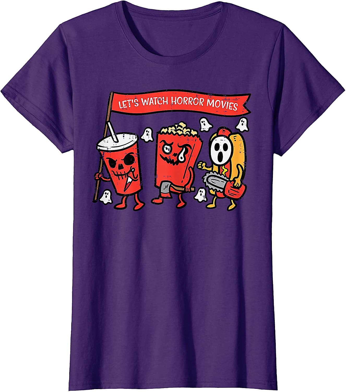 Horror Movies Snacks T-Shirt | Funny Halloween Graphic Tee