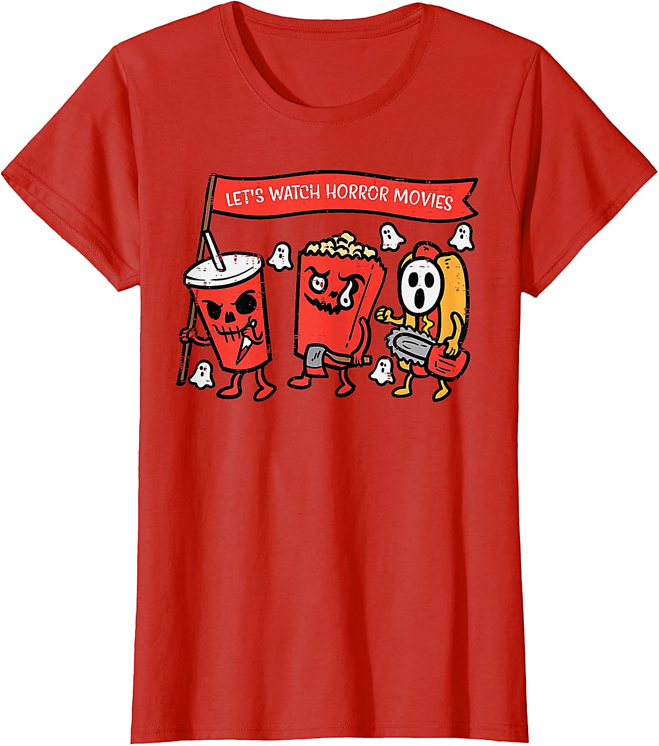 Horror Movies Snacks T-Shirt | Funny Halloween Graphic Tee