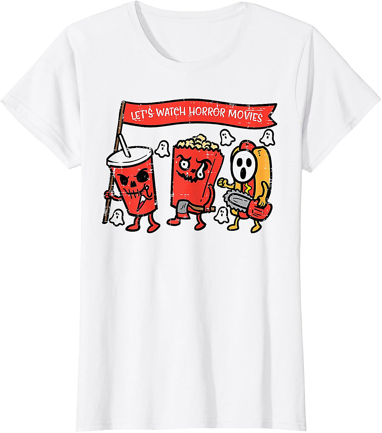 Horror Movies Snacks T-Shirt | Funny Halloween Graphic Tee