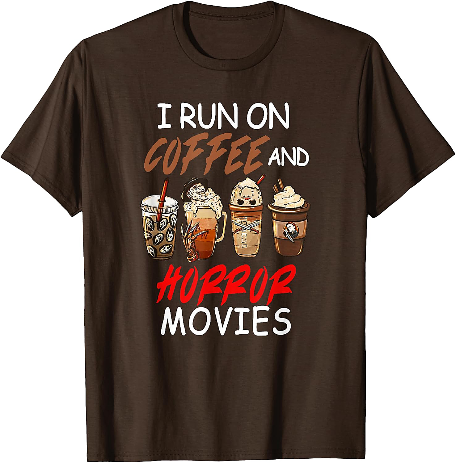Coffee and Horror Movies T-Shirt | Funny Halloween Tee