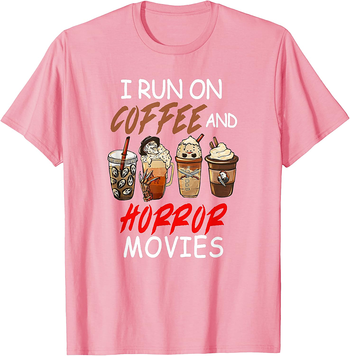 Coffee and Horror Movies T-Shirt | Funny Halloween Tee