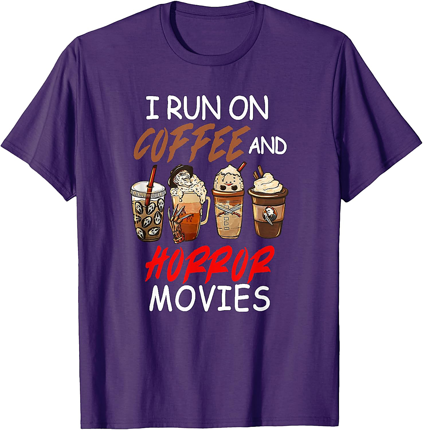 Coffee and Horror Movies T-Shirt | Funny Halloween Tee