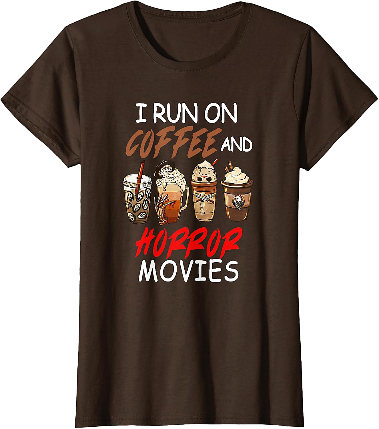 Coffee and Horror Movies T-Shirt | Funny Halloween Tee