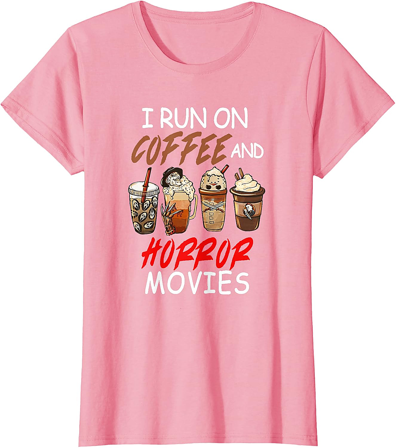 Coffee and Horror Movies T-Shirt | Funny Halloween Tee
