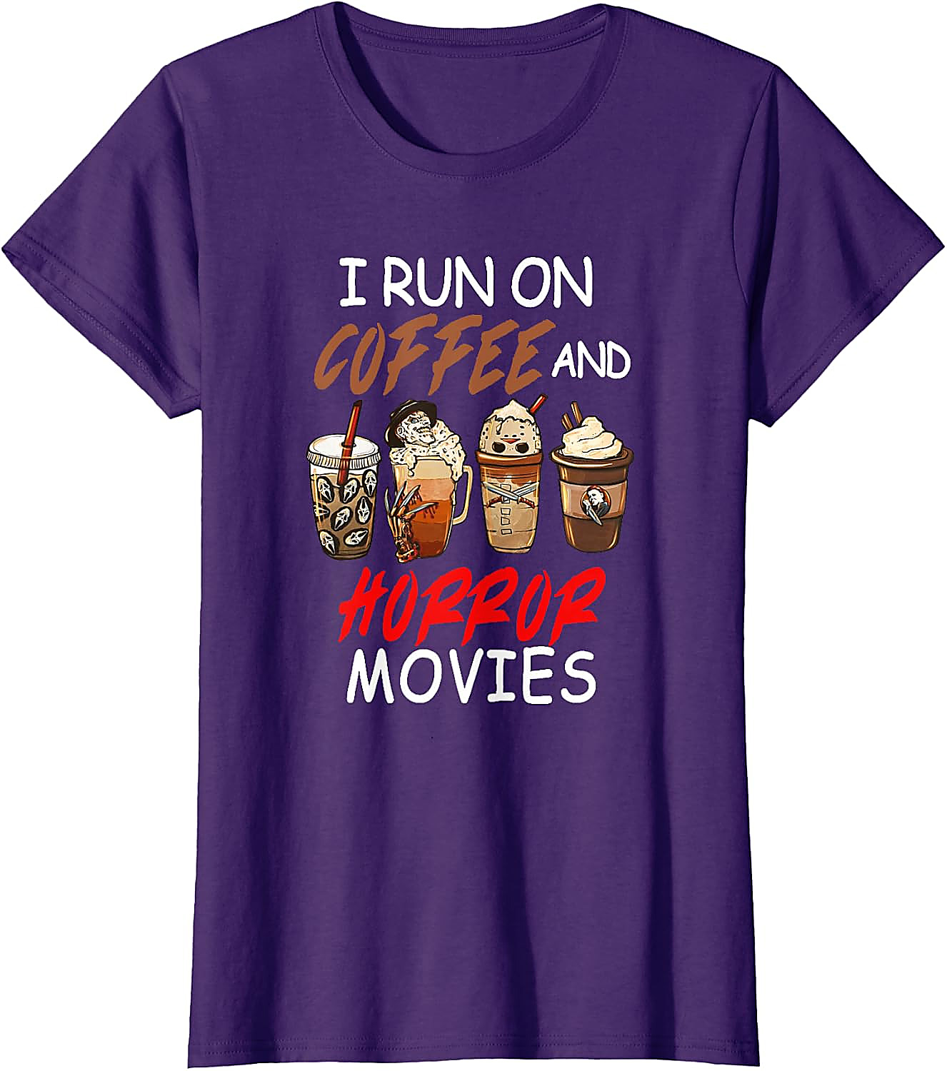 Coffee and Horror Movies T-Shirt | Funny Halloween Tee