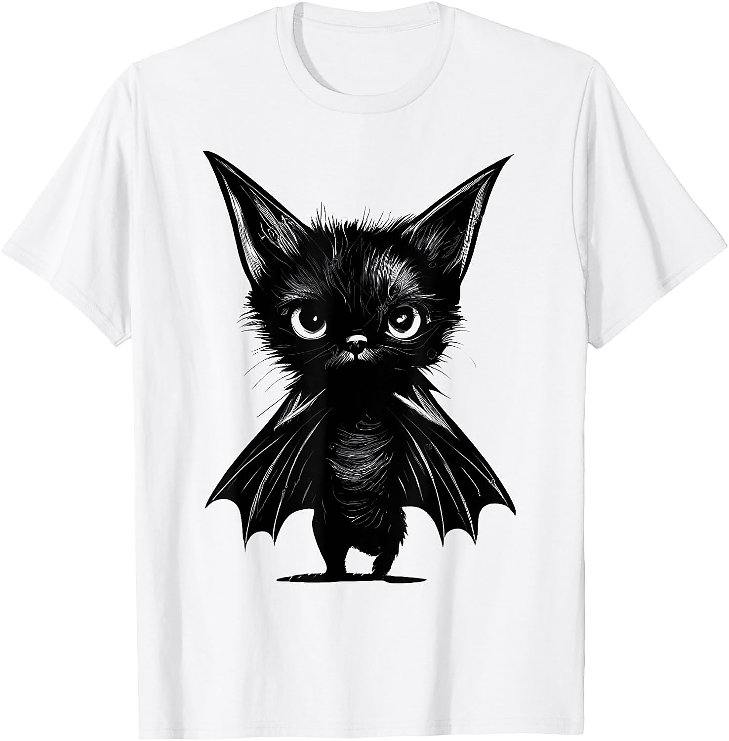 Grumpy Bat Cat T-Shirt | Cute Halloween Kitten Graphic Tee
