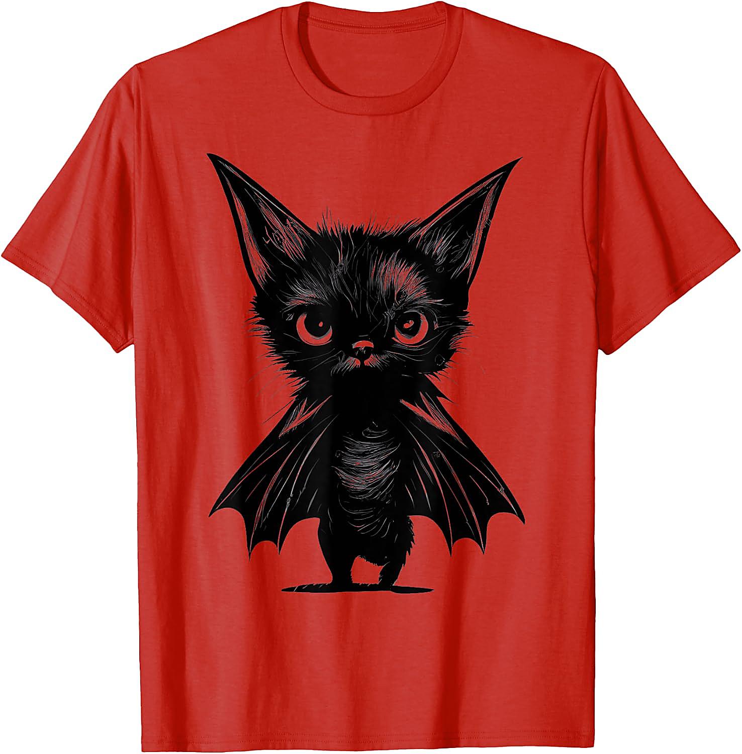 Grumpy Bat Cat T-Shirt | Cute Halloween Kitten Graphic Tee