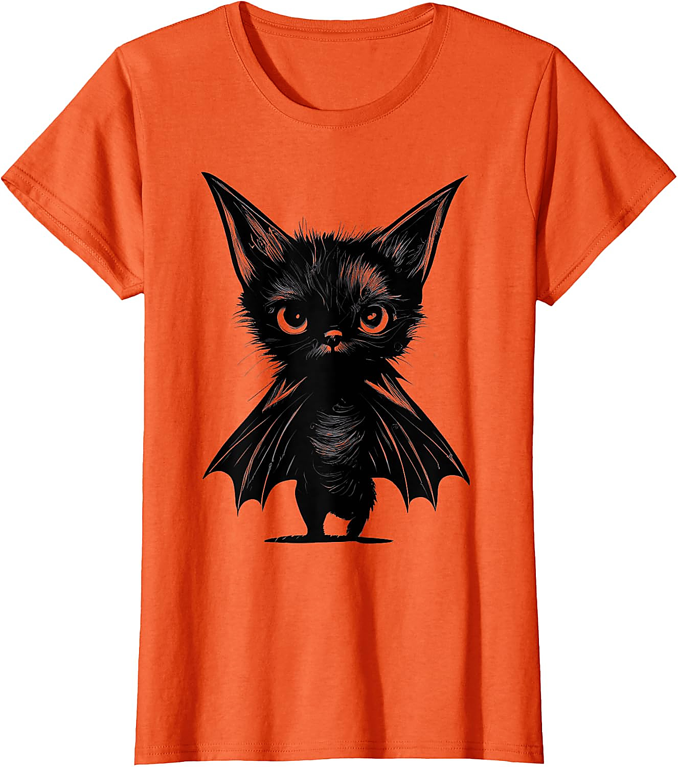 Grumpy Bat Cat T-Shirt | Cute Halloween Kitten Graphic Tee