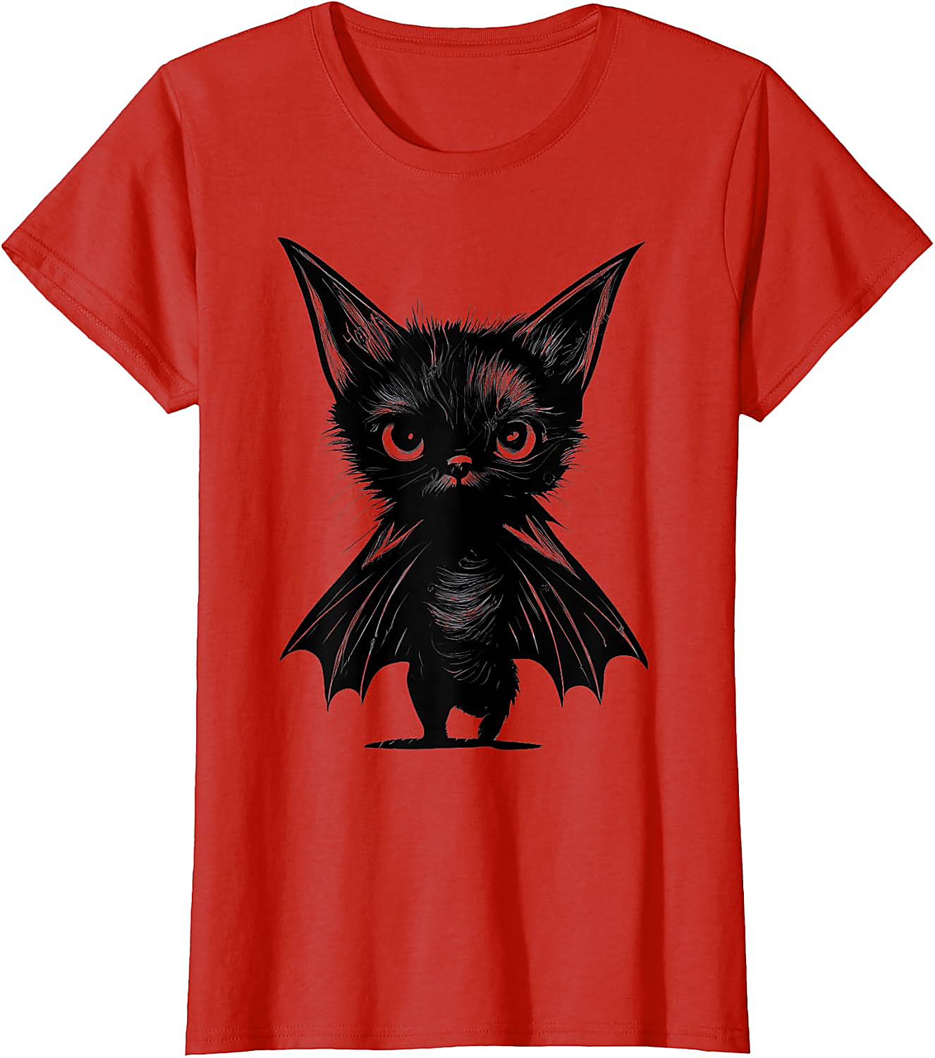 Grumpy Bat Cat T-Shirt | Cute Halloween Kitten Graphic Tee