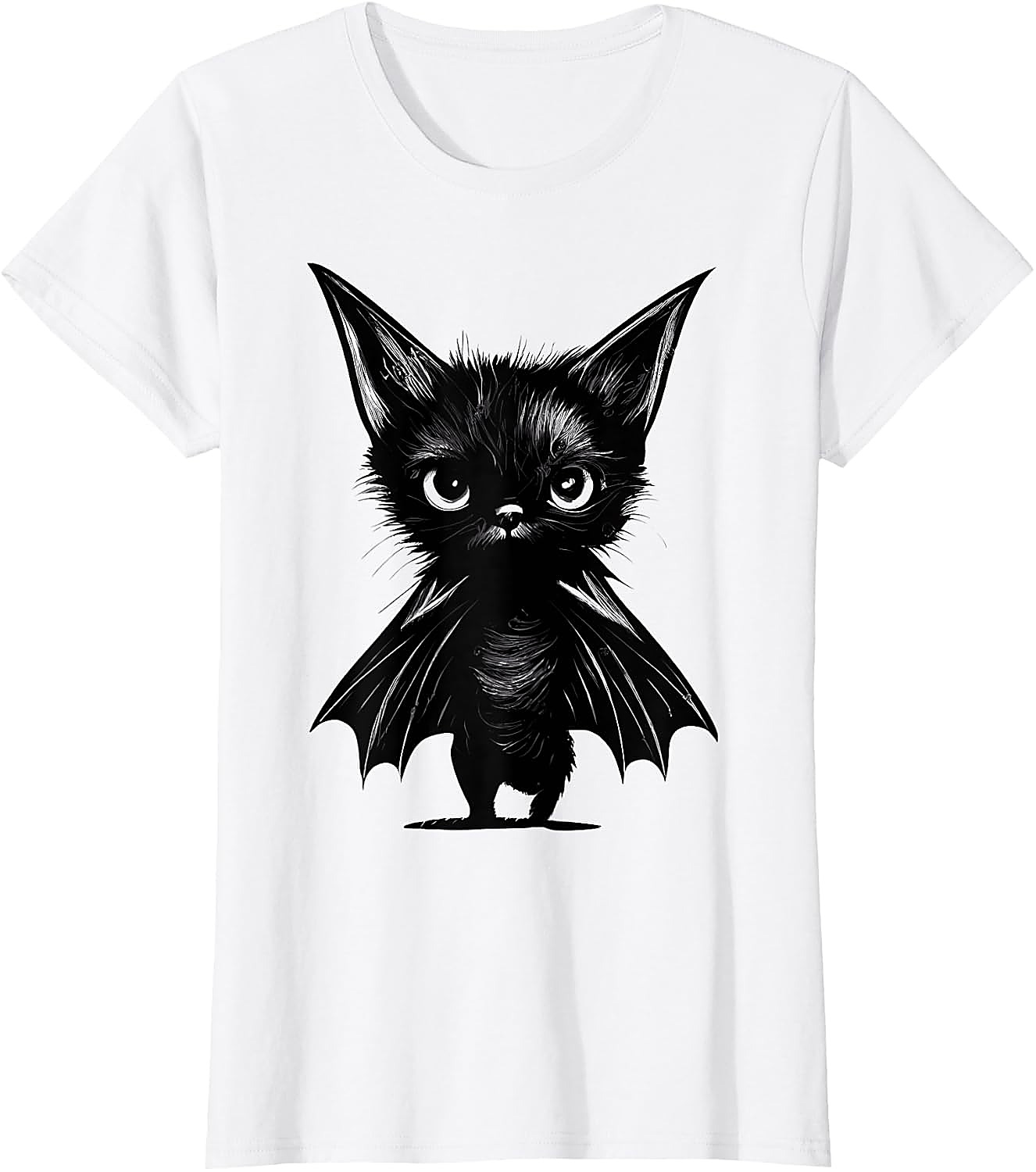 Grumpy Bat Cat T-Shirt | Cute Halloween Kitten Graphic Tee