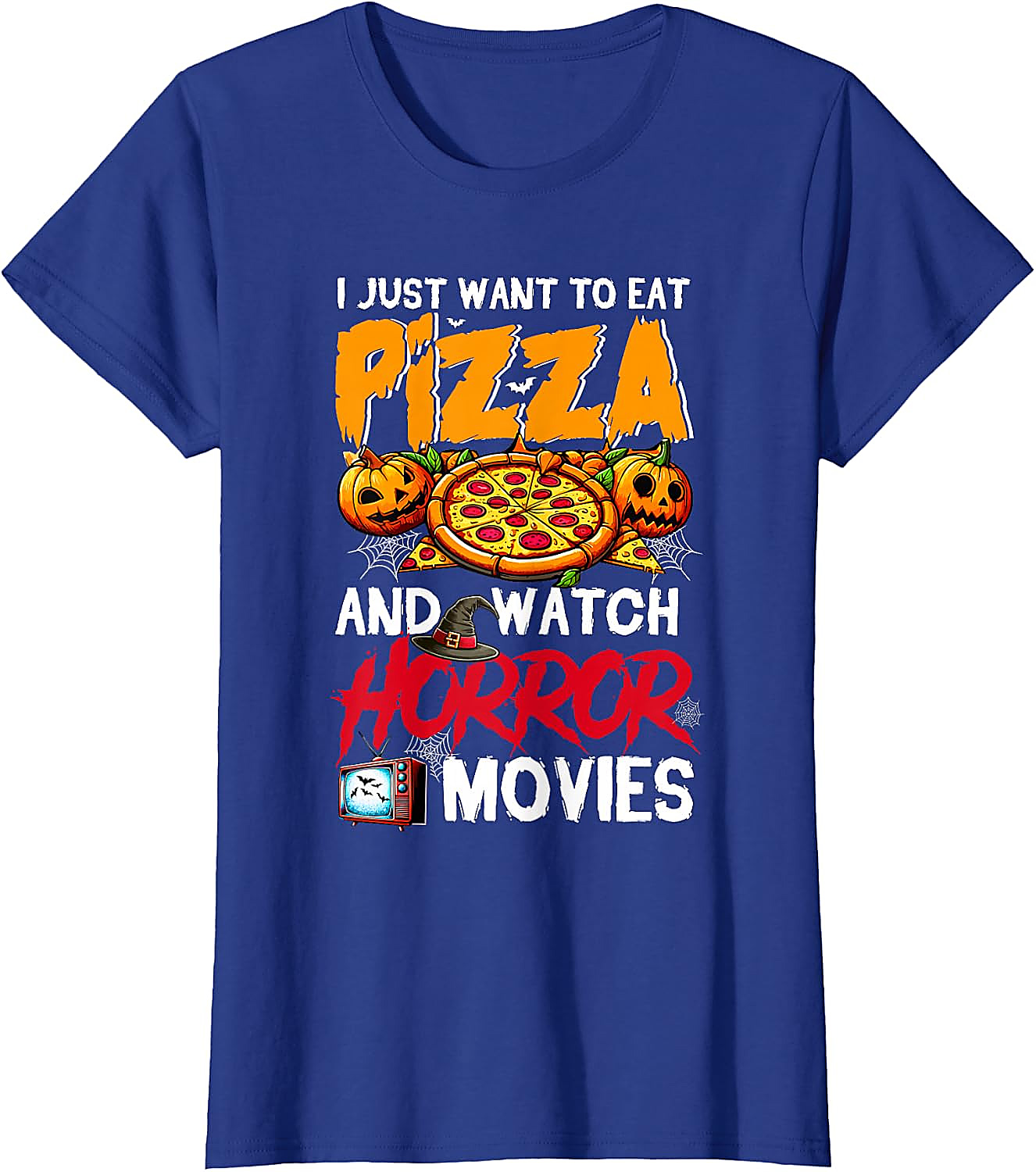 Eat Pizza Watch Horror Movies T-Shirt | Halloween Tee