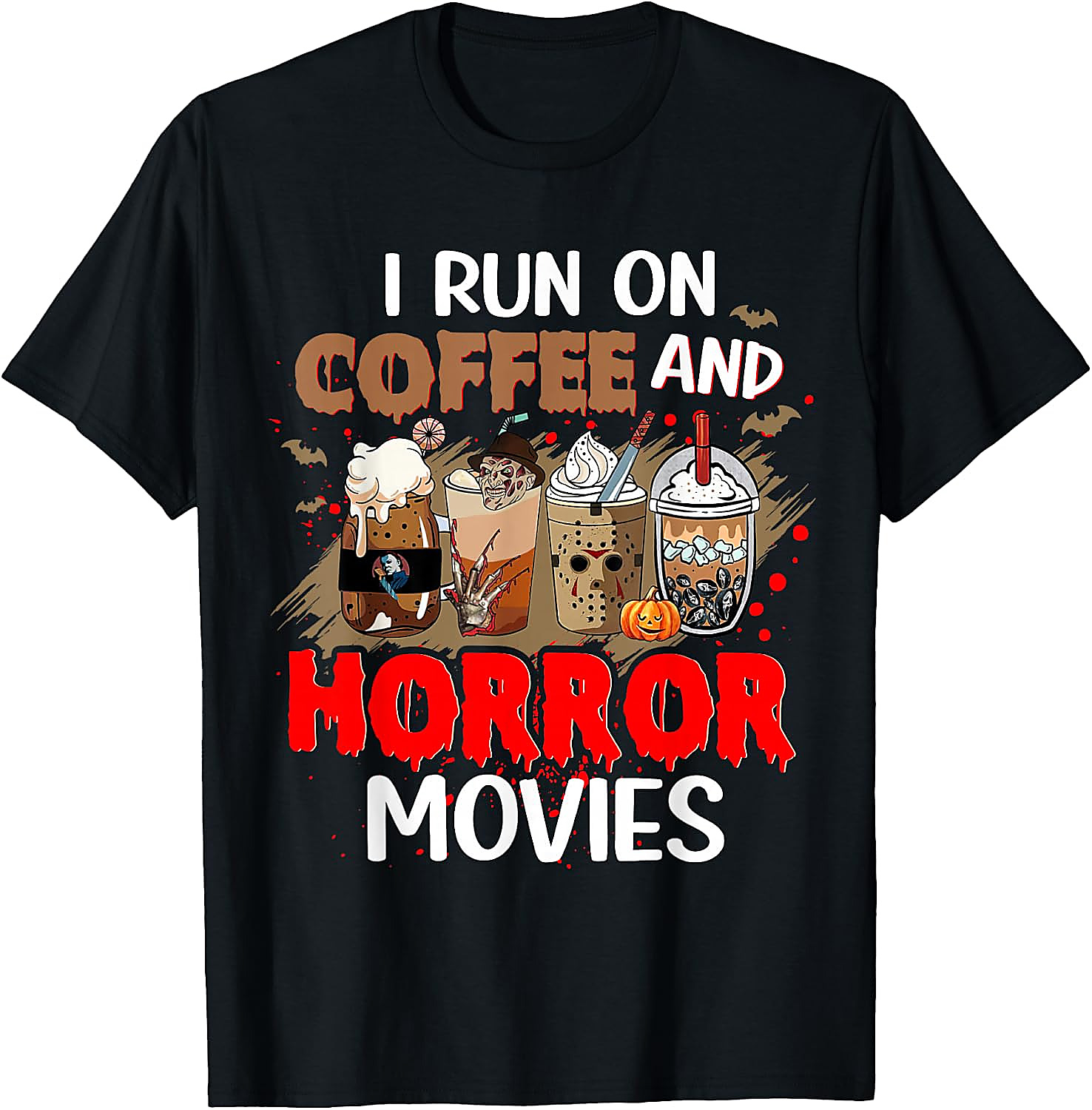 Coffee & Horror Movies T-Shirt | Funny Halloween Tee