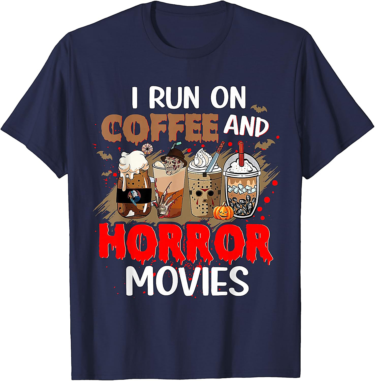 Coffee & Horror Movies T-Shirt | Funny Halloween Tee