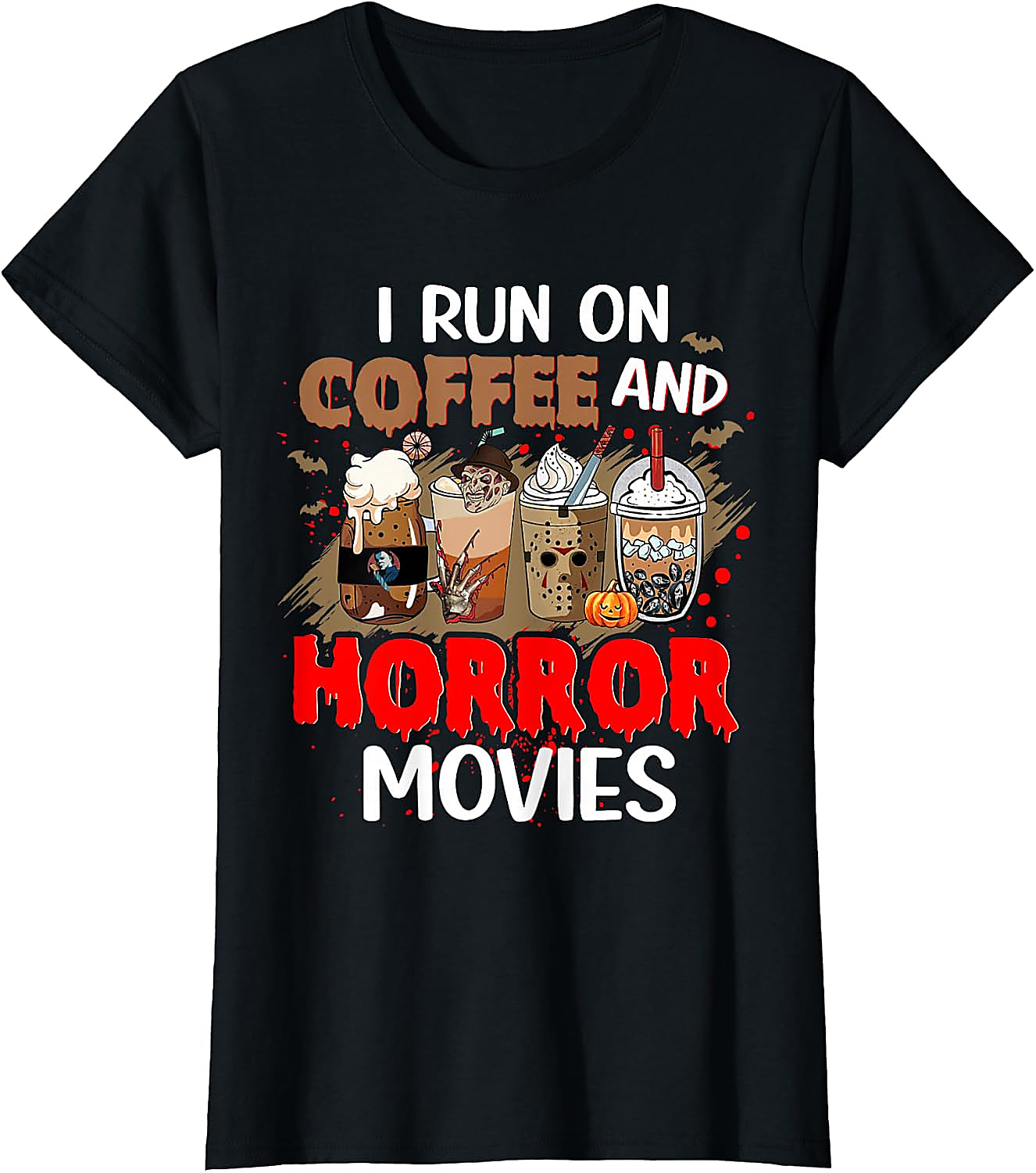 Coffee & Horror Movies T-Shirt | Funny Halloween Tee