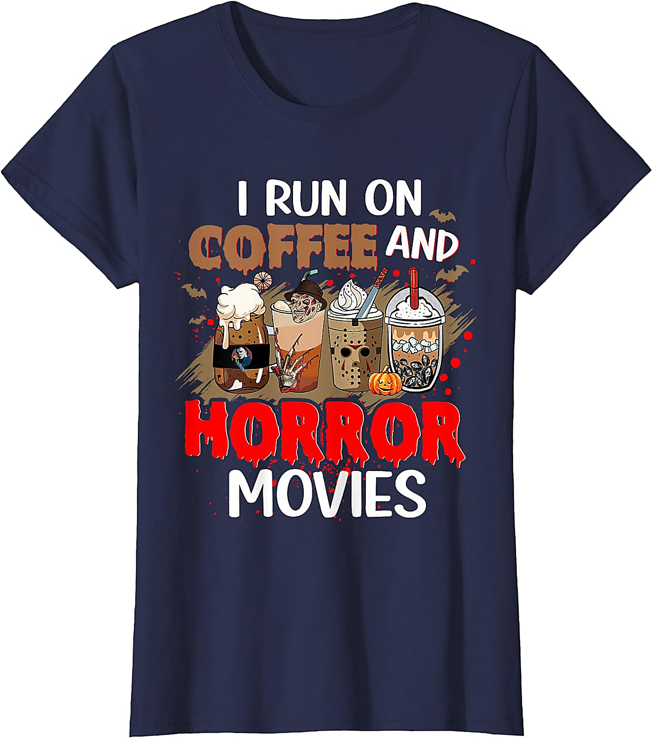 Coffee & Horror Movies T-Shirt | Funny Halloween Tee