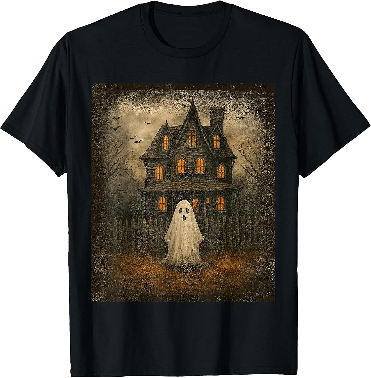 Vintage Ghost Boo Haunted House Halloween T-Shirt