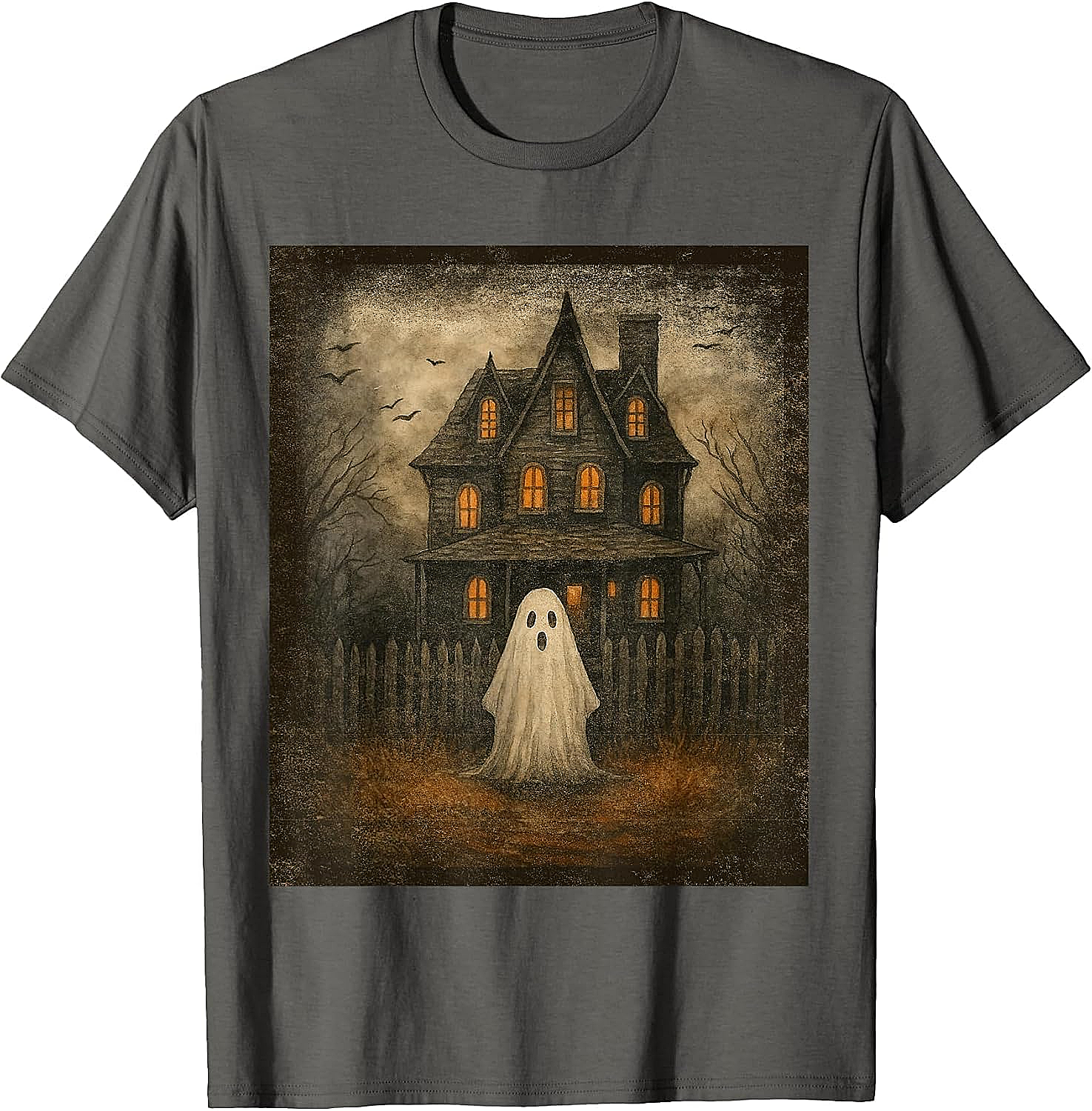  Vintage Ghost Boo Haunted House Halloween T-Shirt