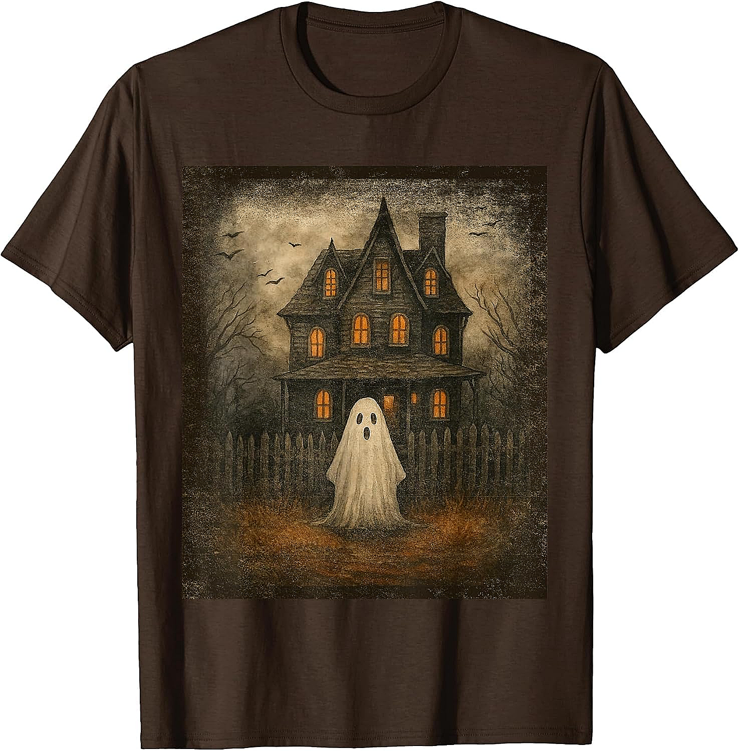 Vintage Ghost Boo Haunted House Halloween T-Shirt