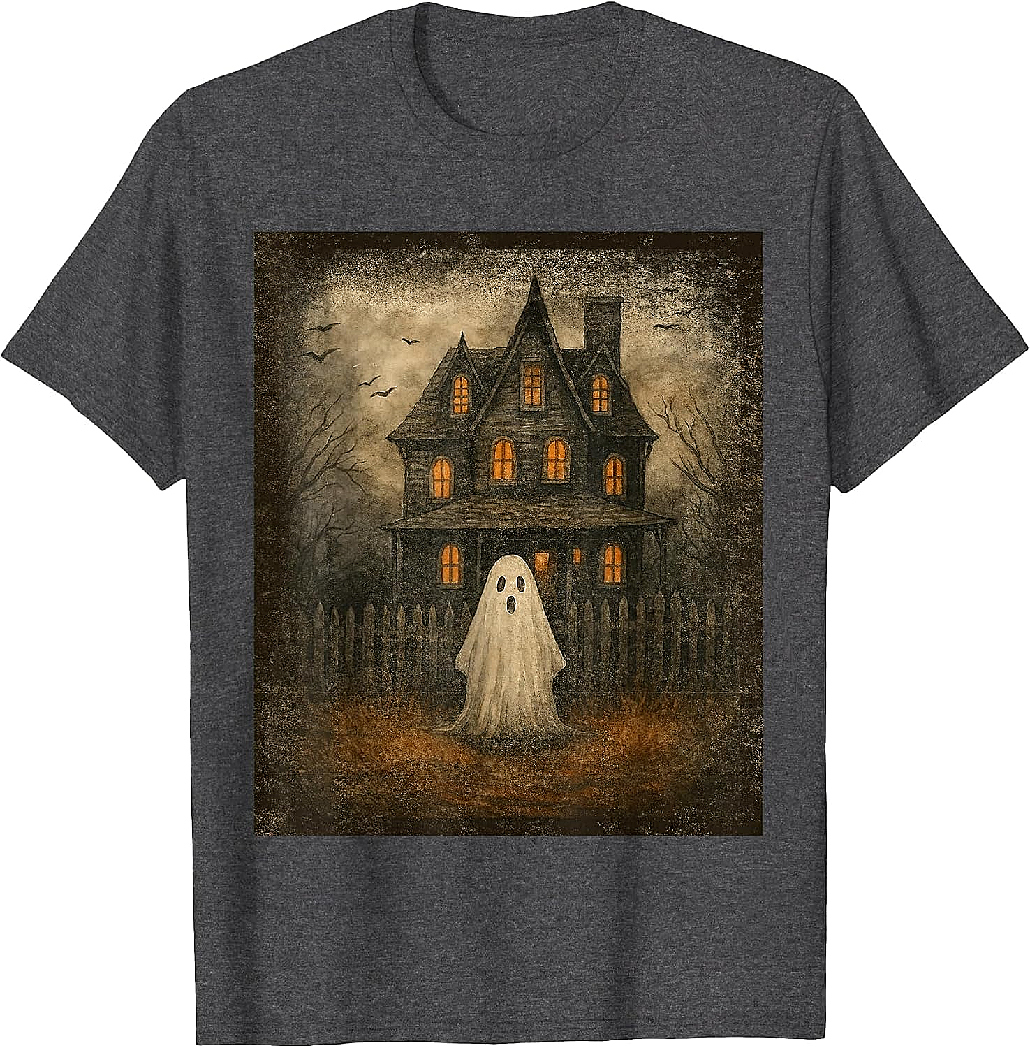  Vintage Ghost Boo Haunted House Halloween T-Shirt