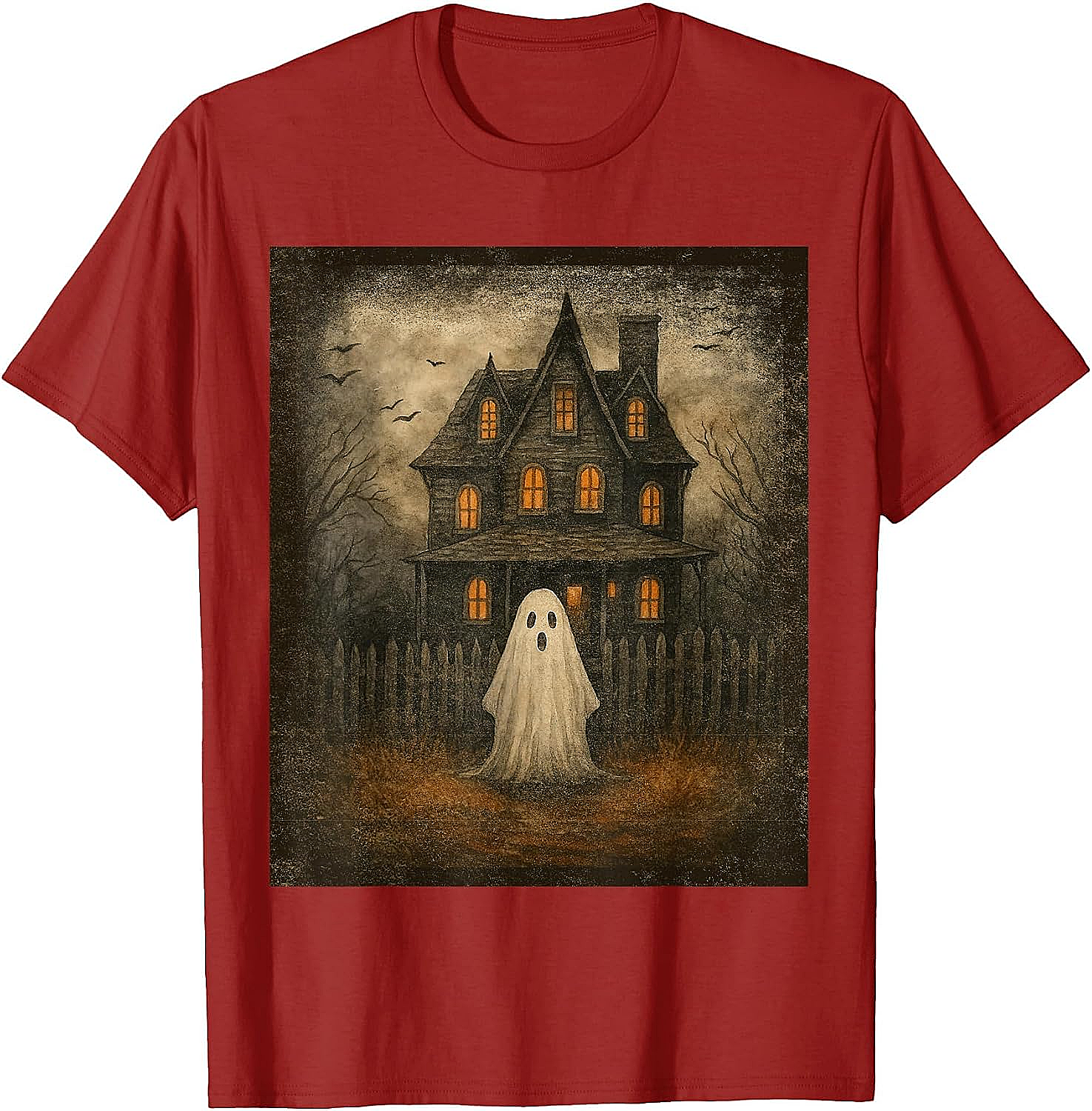  Vintage Ghost Boo Haunted House Halloween T-Shirt