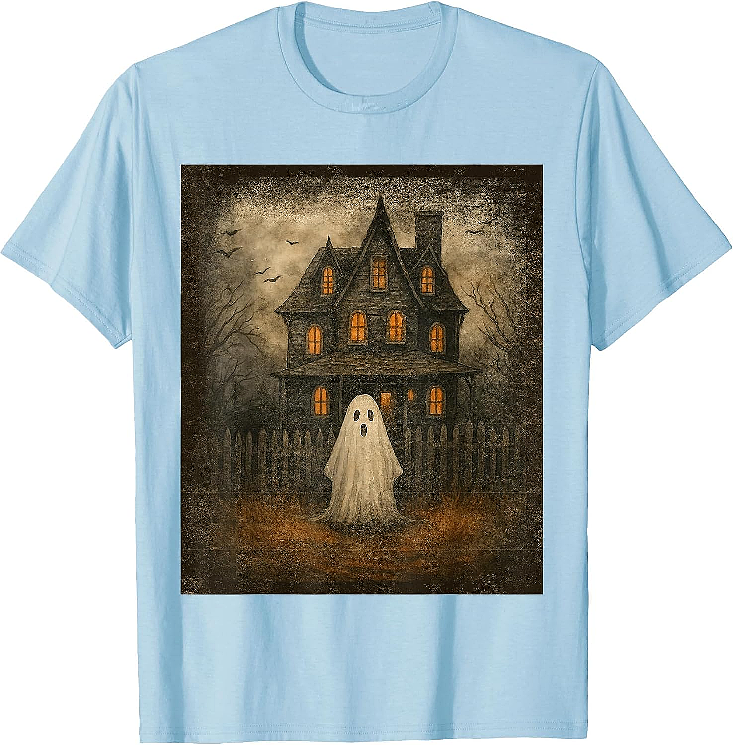  Vintage Ghost Boo Haunted House Halloween T-Shirt