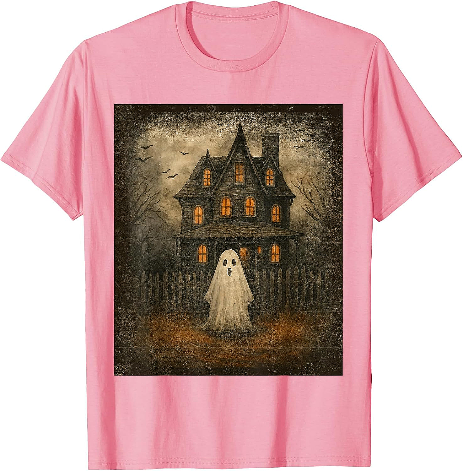  Vintage Ghost Boo Haunted House Halloween T-Shirt